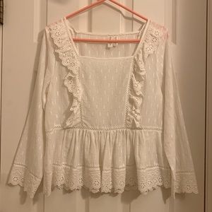 Anthropology white eyelet blouse